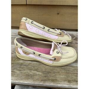 Sperry Angelfish pink flower eyelet slip on top slider loafer